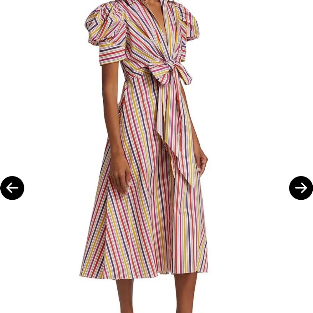 NWT Silvia Tcherassi Roopal midi-dress cotton bow stripe Anthropologie miosotis - Picture 2 of 16